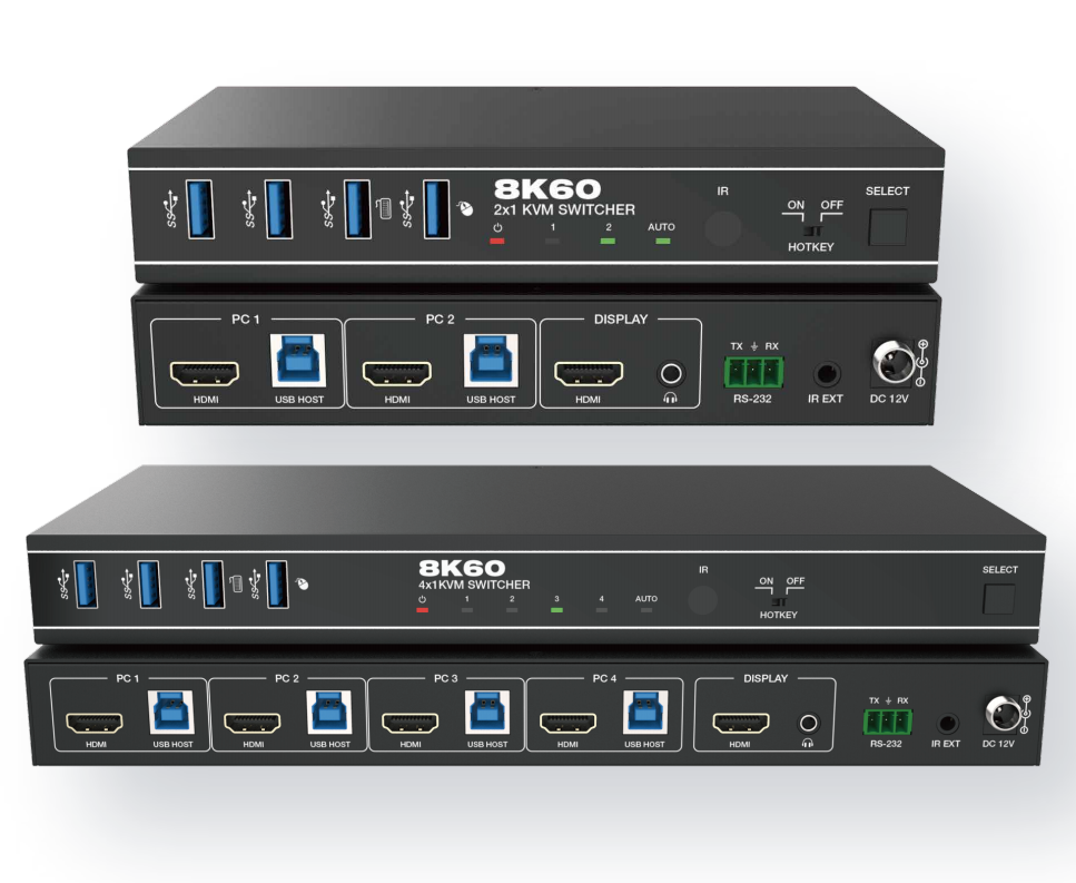 2024 new 8k60hz 4k 120hz hdmi kvm switch 2x1 4x1
