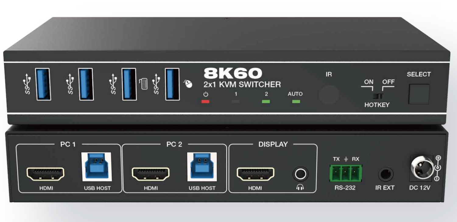 2024 new 8k60hz 4k 120hz hdmi kvm switch 2x1 4x1