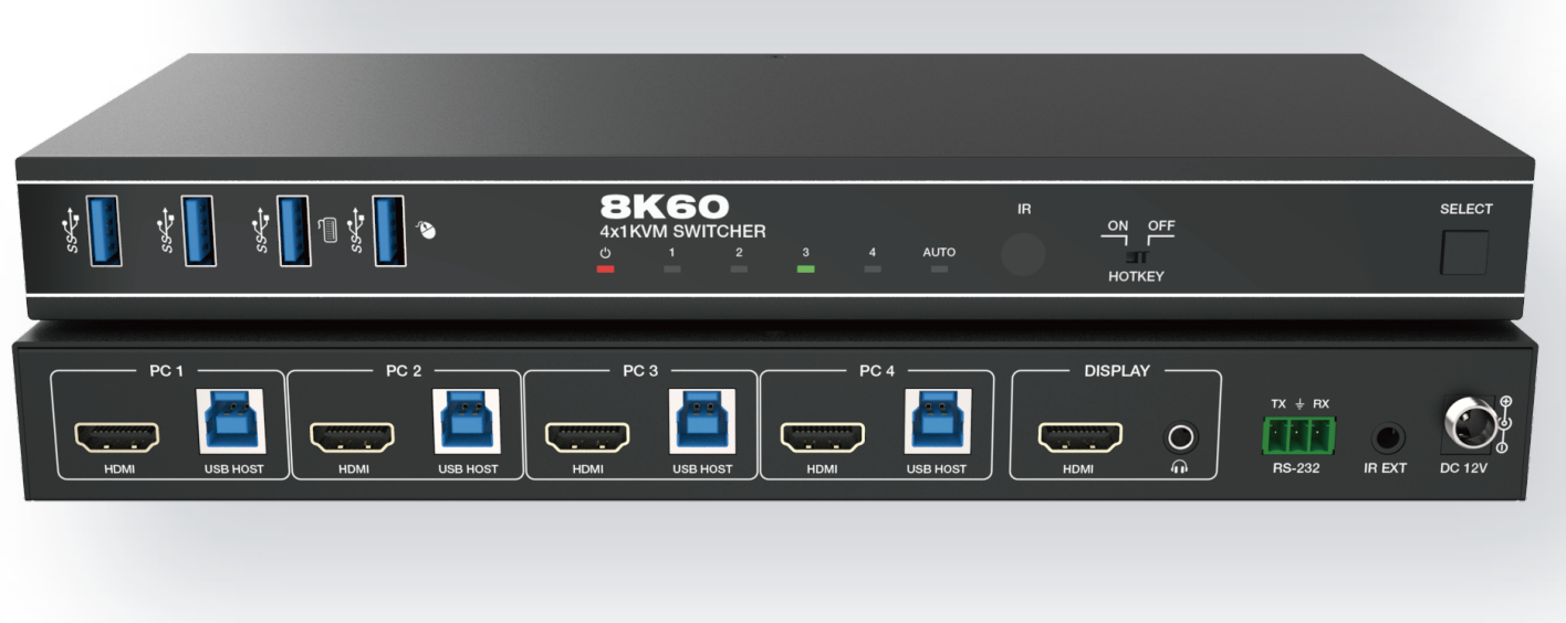 2024 new 8k60hz 4k 120hz hdmi kvm switch 2x1 4x1