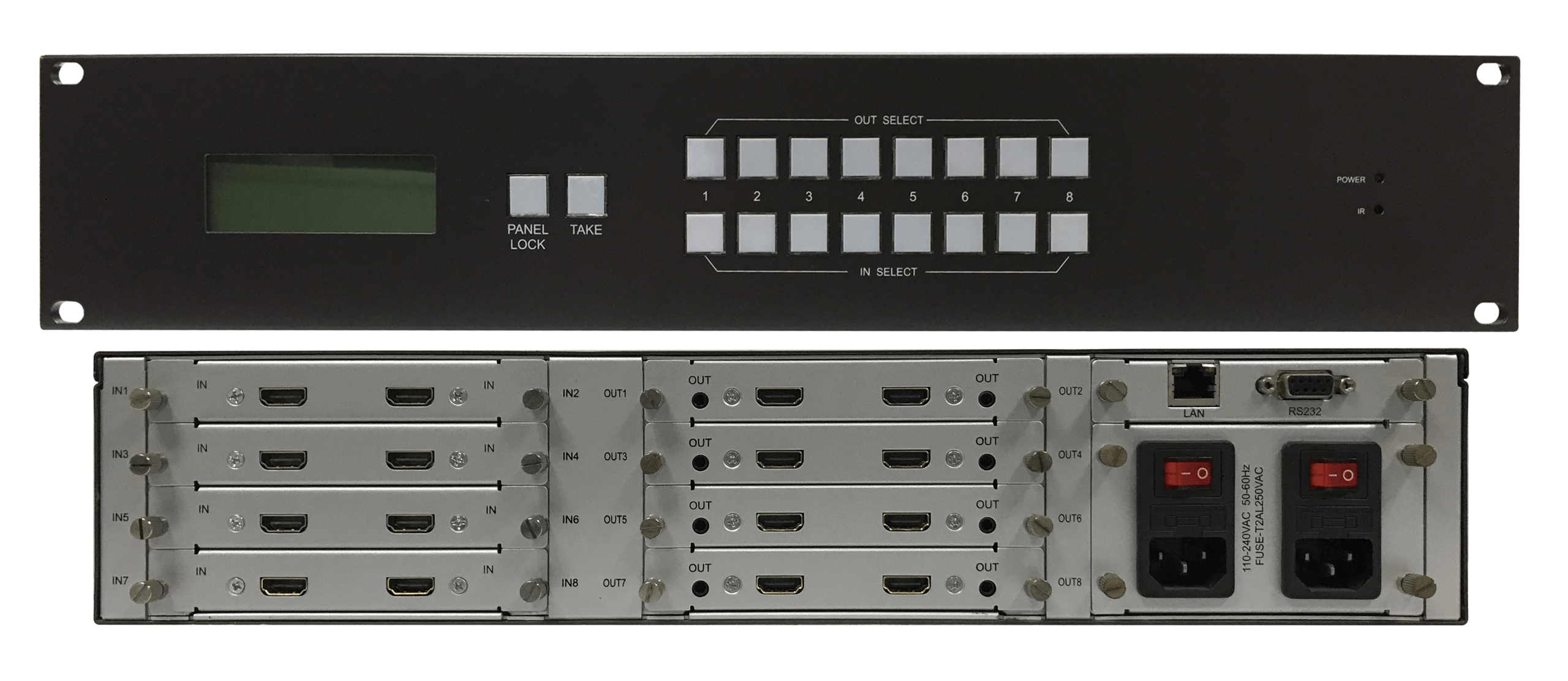 2 channel flexible modular matrix system 8x8,16x16,36x36,72x72,80x80 4k18gbps 2k