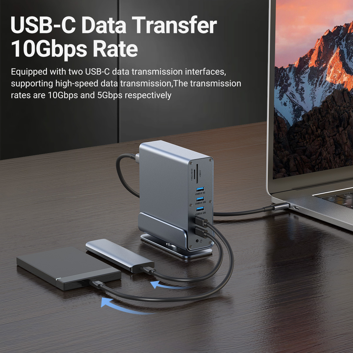 4k60 usb c docking station with dual hdmi,dp,usb