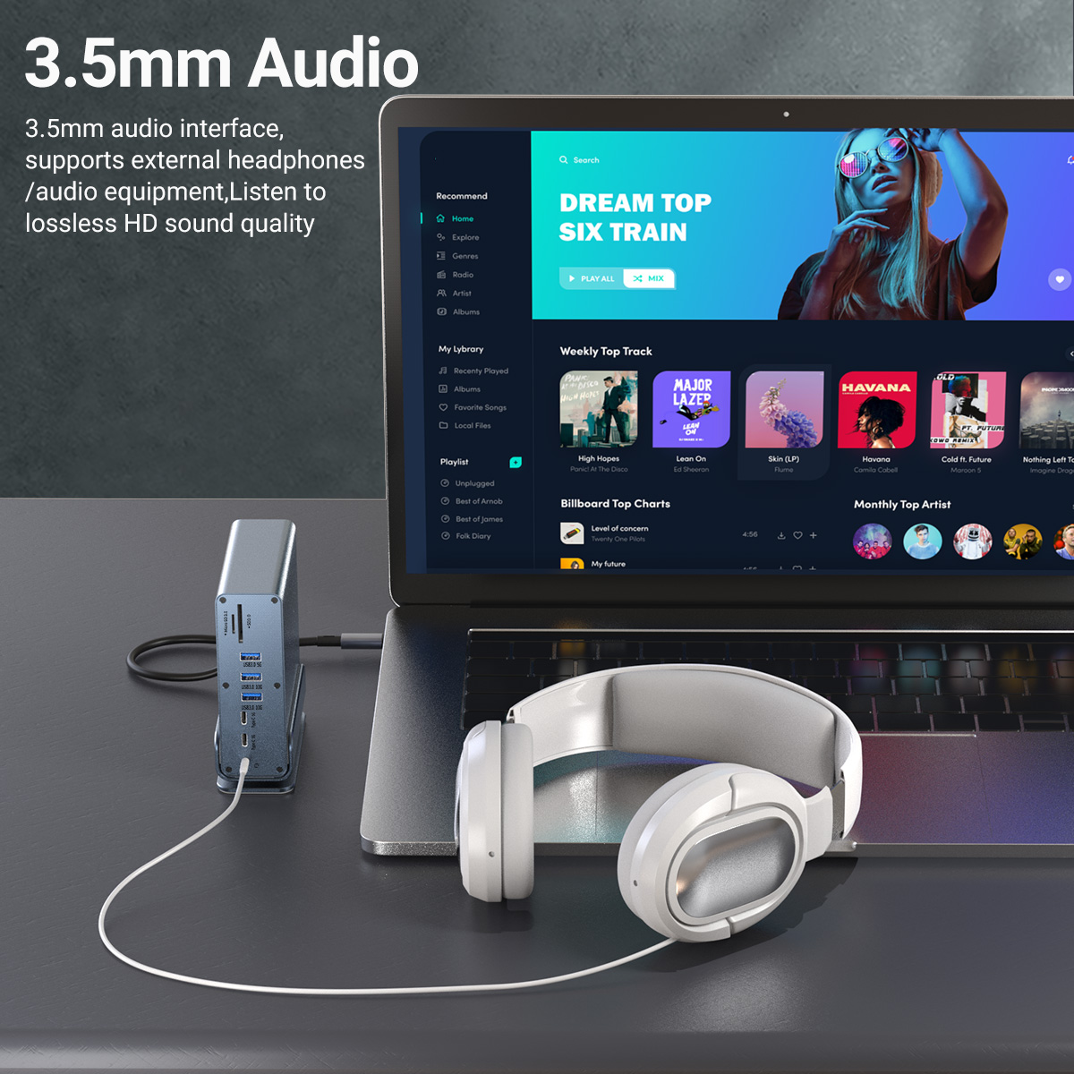 4k60 usb c docking station with dual hdmi,dp,usb