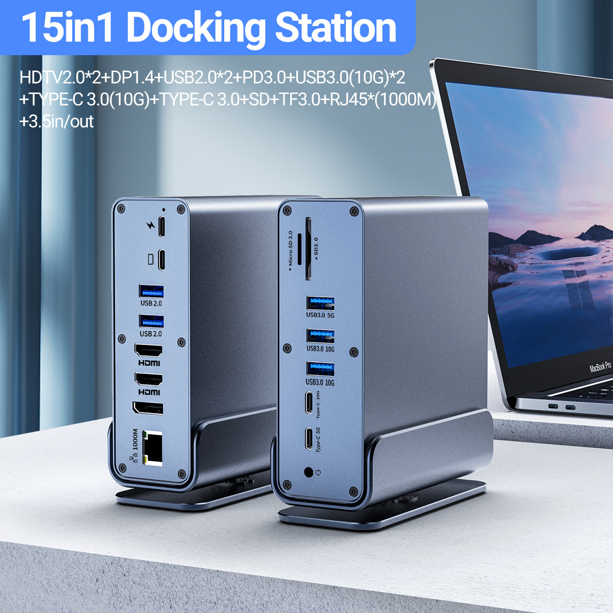4k60 usb c docking station with dual hdmi,dp,usb