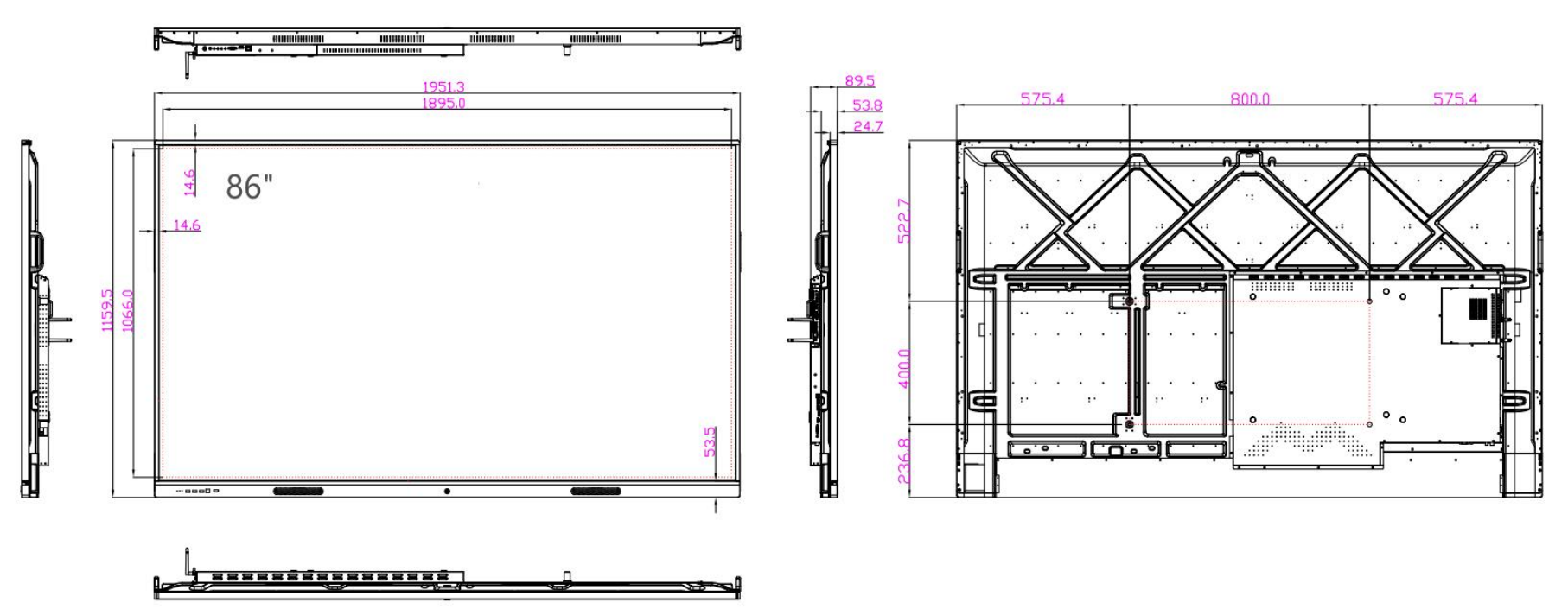 75 inch 4k interactive panel android 14 with speaker and microphone,usb c,4g+32g (复制)