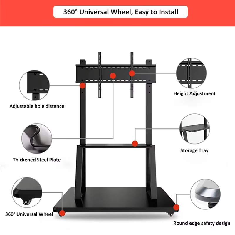tv mount stand bracket cart interactive lcd and 75 86inch flat panel trolley stand with four legs floor stand