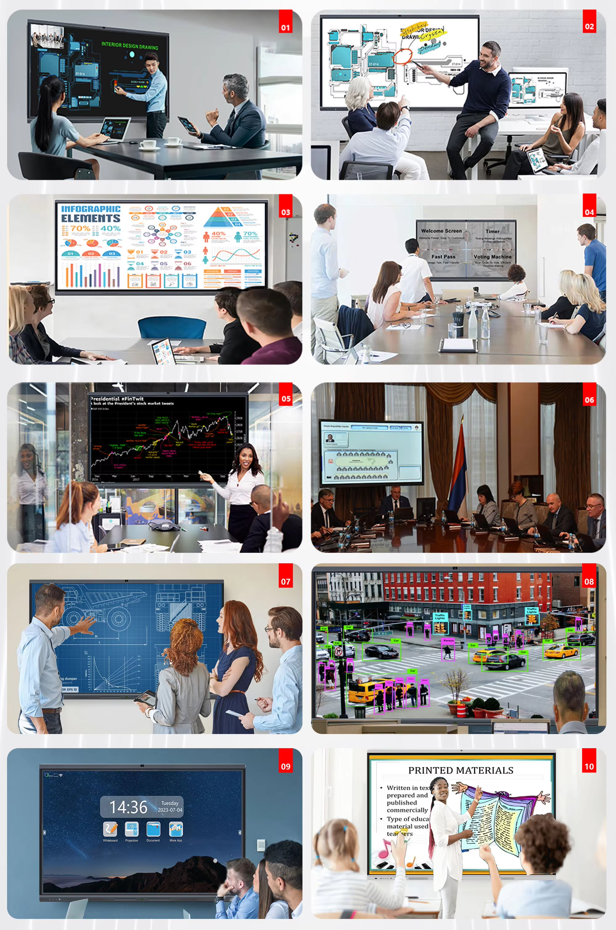 65 inch 4k interactive panel android 14 with speaker and microphone,usb c