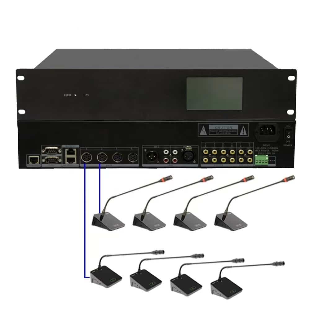 digital conference system wired and wireless microphone and controller,camera tracking,voting