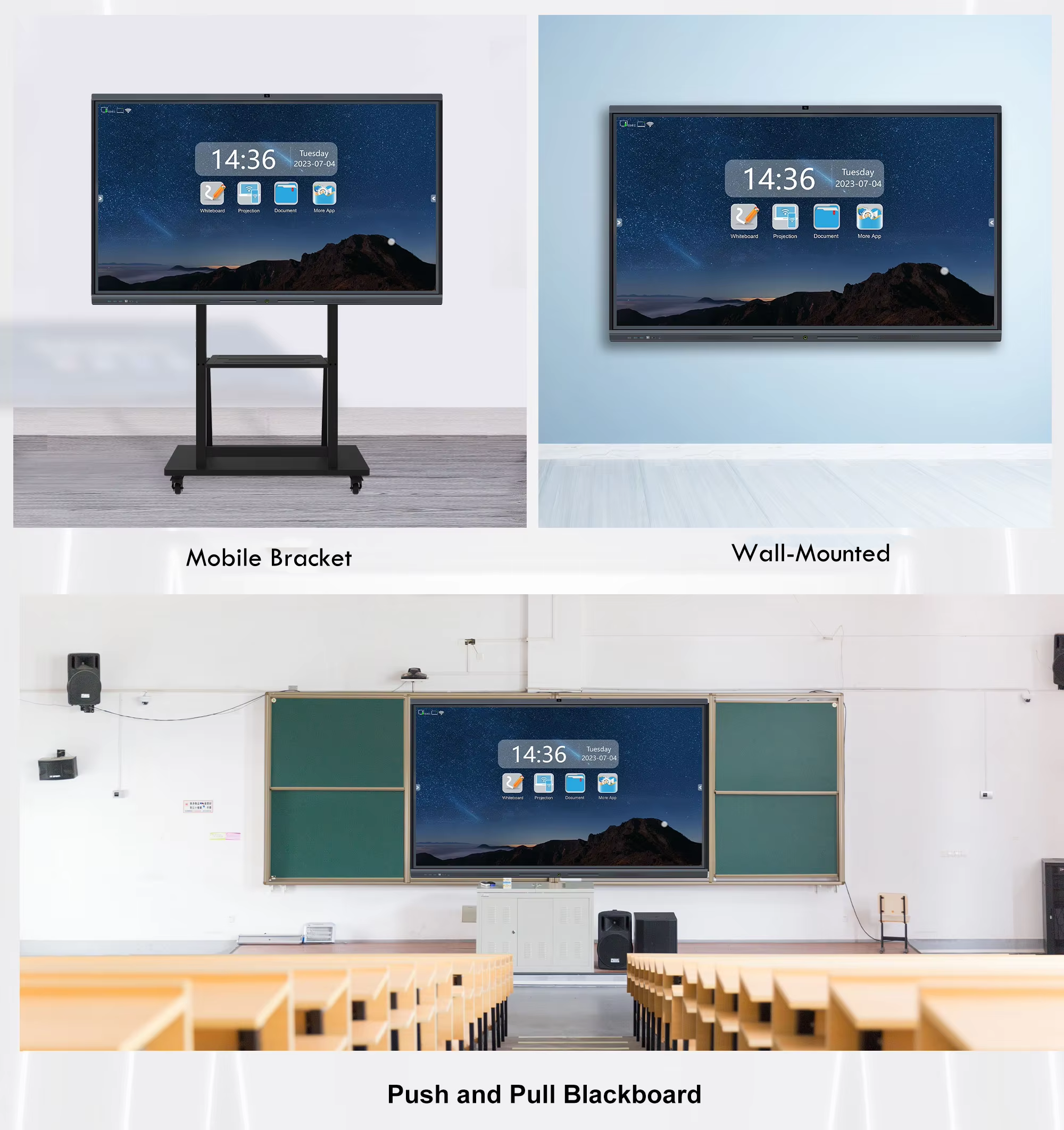 65 inch 4k interactive panel android 14 with speaker and microphone,usb c