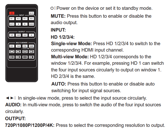 4k30hz 4x1 seamless switch multiview with rs232,audio extractor l/r analog audio output 8 display modes
