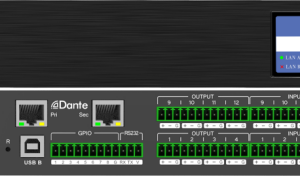 64 in 64 out dante channel digital audio processor for extra large conference room 1u rack,16 balanced line