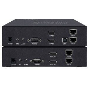 4k@30hz dual displayport kvm extender usb 2.0 over cat6 up to 150meter,with audio, rs232