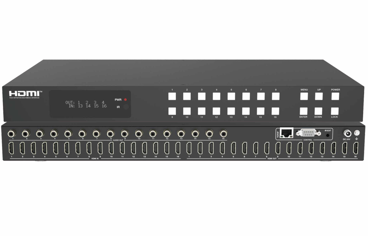 8k60hz 48gbps 16x16 hdmi matrix switcher with audio deembedding,edid,rs232,webgui