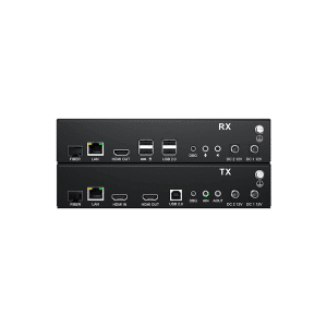 new 4k60 hdmi kvm extender with usb 2.0 150 meter one cat6a,one fiber ports, one lan ports,hdmi loopout